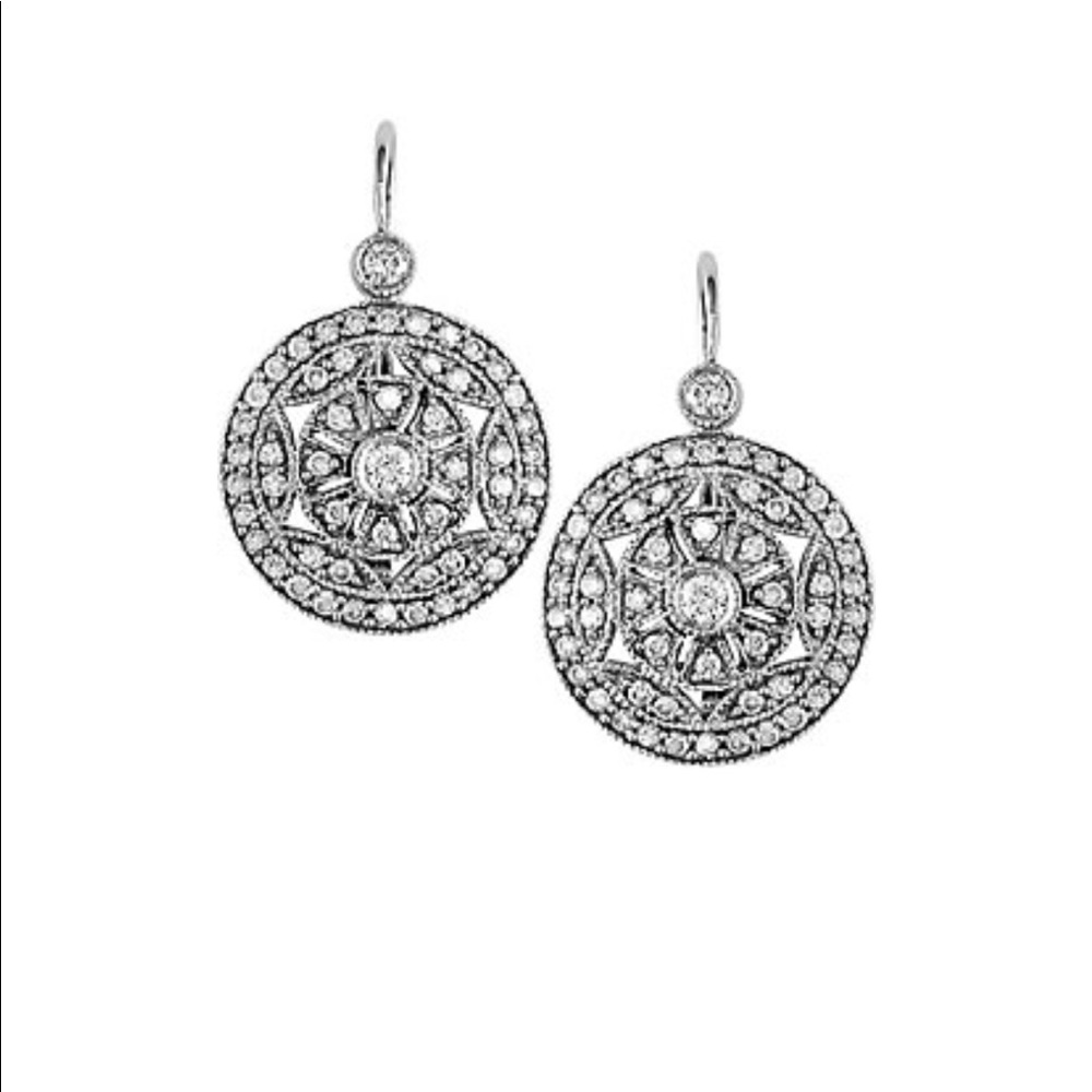 Ross Simons 14Kt white gold solid gold diamonds earrings classy rich old money